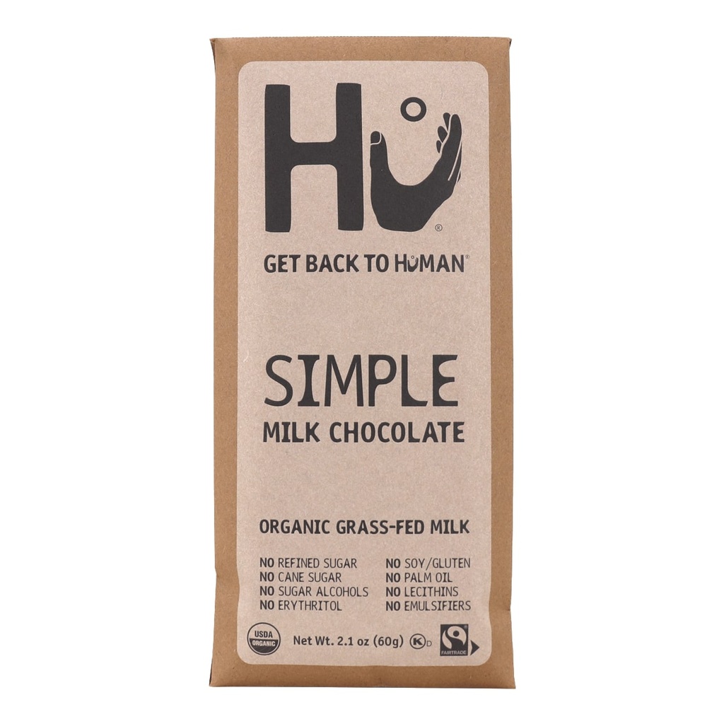 HU Organic Fair Trade Simple Milk Chocolate Bar 2.1 Oz