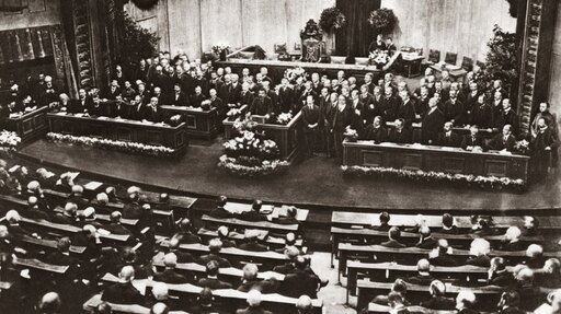 World War I Germany 1919 Nfriedrich Ebert Delivering His Acceptance Speech as the First President of Germany Before Delegates of the Constitutional as