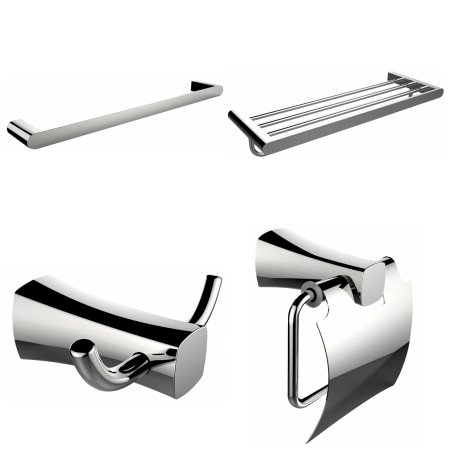 Single and Multi-Rod Towel Rack with Robe Hook and Toilet Paper Holder Accessory Set