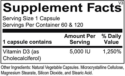 Ortho Molecular Product Vitamin D -- 5000 IU - 120 Capsules