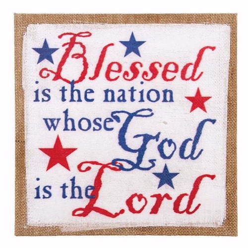 Ohio Wholesale & Kennedy 96619 Canvas - Blessed Is the Nation Whose God Is the Lord - Burlap - 12 X 12 in.