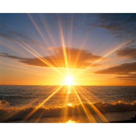 Sunset Over the Sea Canvas Art - Panoramic Images (22 X 27)