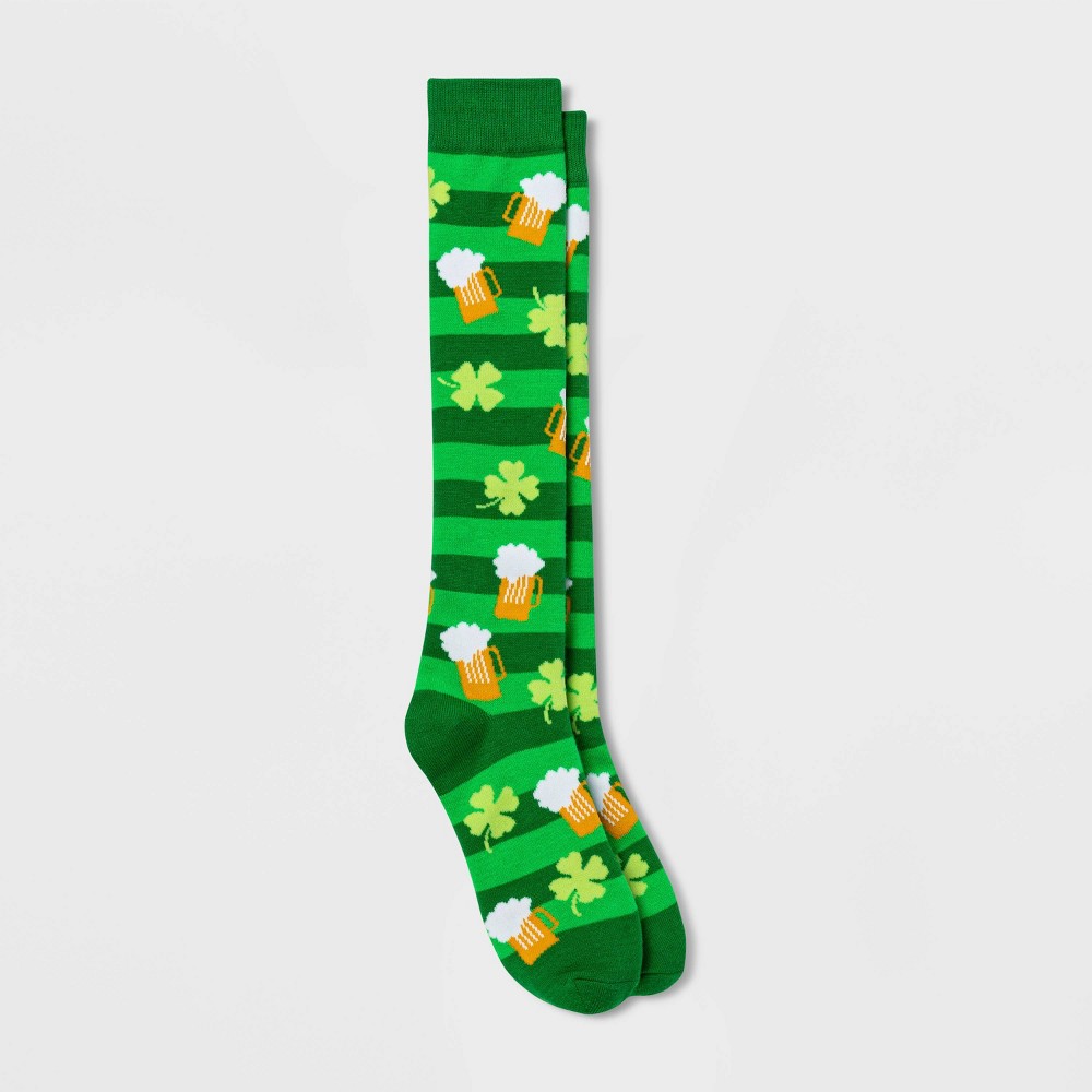 Women' Triped Beer & Hamrock T. Patrick' Day Knee High Ock -  4-10