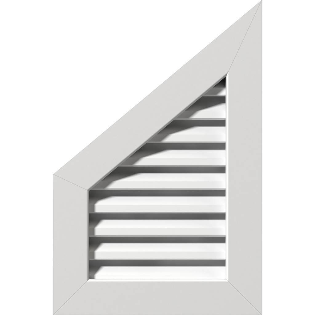 12 W X 22 H Half Peaked Top Left (17 W X 27 7/8 H Frame Size) 6/12 Pitch: Functional  PVC Gable Vent W/ 1  X 4  Flat Trim Frame