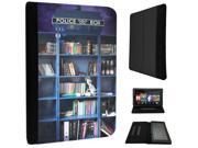 454 - Doctor Who Tardis Call Box Book Shelves Library Design Amazon Kindle Fire 7'' 5th Generation Pouch Cover Book Style Defender Stand Cover