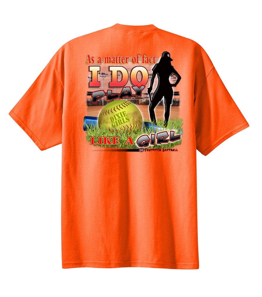 Softball Short Sleeve T-shirt as a Matter of Fact I Do Play Like a Girl Youth Sizes Orange