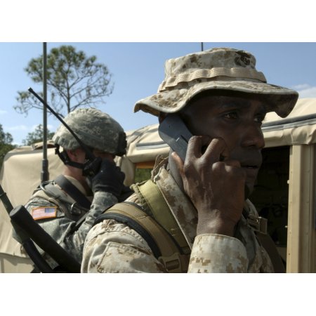 A Marine Communicates with Aircraft Using a PRC-117 Radio Canvas Art - Stocktrek Images (32 X 24)