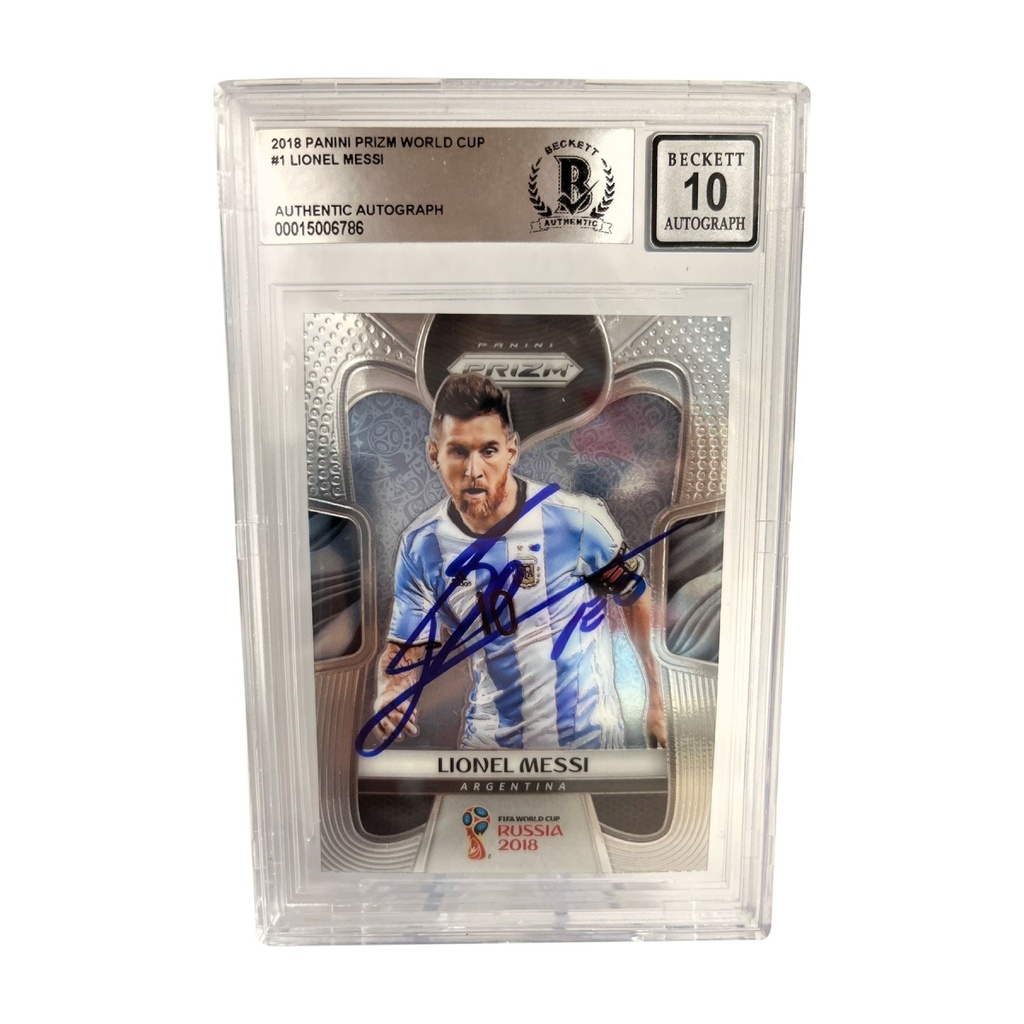 ACARD-MESSI-PRIZM-GM10-BAS Lionel Messi 2018 Panini Prizm World Cup Card 86 - BSA Encapsulated Graded Auto GM10