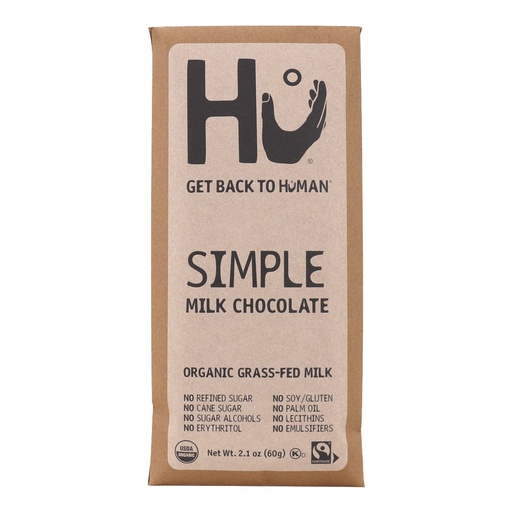 HU Organic Fair Trade Simple Milk Chocolate Bar 2.1 Oz