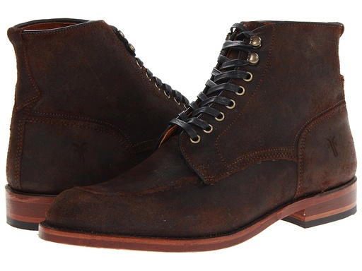 Frye - Walter Lace up (Dark Brown Waxed Suede) Men's Boots