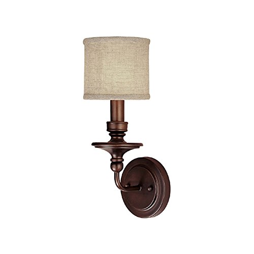 Capital Lighting 1231BB-450 Wall Sconce with Beige Fabric Shades, Burnished Bronze Finish