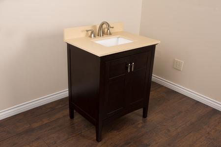 Bellaterra Home 7613-SW-CR Single Sink Vanity in Sable Walnut with Quartz Top in Cream - 30 in.