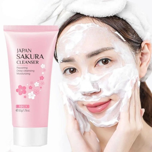 LAlKOU Sakura Gentle Cleansing Facial Cleanser Shrink Poriën Deep Clean Oil Control Verwijder Mee-eters Hydraterende Huidverzorging