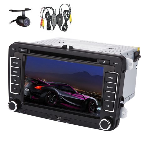 Wireless Camerat Car Stereo 2 Din in Dash Deck Steering Wheel Control CANBUS GPS Navigation Bluetooth 7” Touchscreen iPod Radio AM FM USB SD Audio C