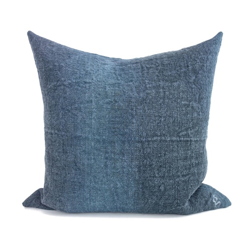 Espanyolet Goop Embroidered Square Linen Pillow in Dusty Blue, No Size