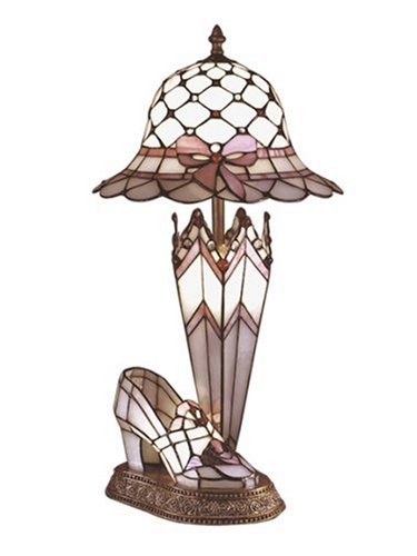 Dale Tiffany 84070 Hat/Shoe/Umbrella Table Lamp, Antique Brass and Art Glass Shade