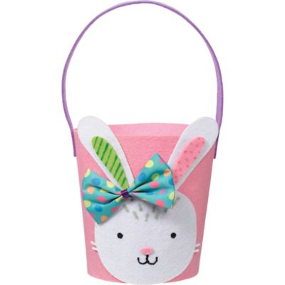 Pink Felt Easter Bunny Favor Bucket