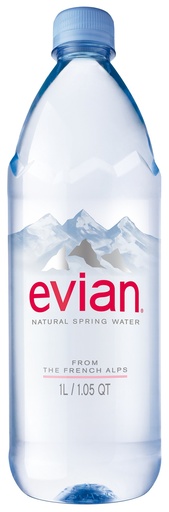 Evian Water, 1 Liter, Pack of 12 (EVI10000) | Quill