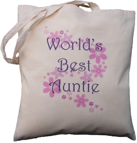 The Cotton Bag Store Ltd World's Best Auntie Natural Cotton Shoulder Bag 38m X 41cm Cream