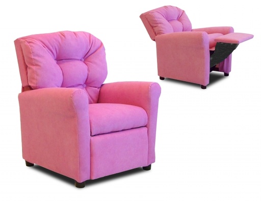 27 X 22 X 20 Upholstered  Four Button Childrens Recliner Chair - Hot Pink